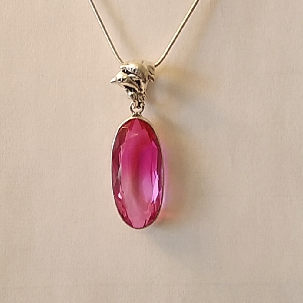 Multi colored tourmaline pendant with 16in  S.S. chain